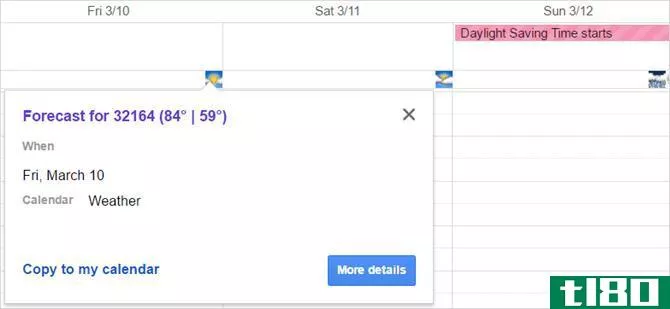 google calendar weather