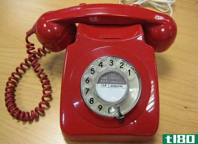 red landline rotary phone