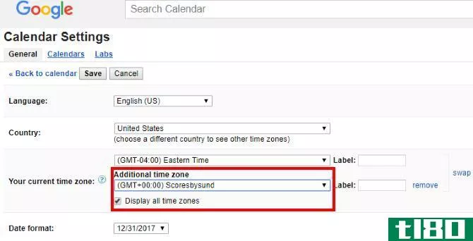 google calendar time zone settings