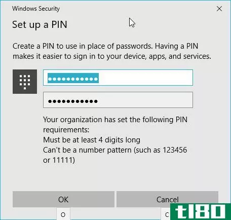 windows 10 set pin password