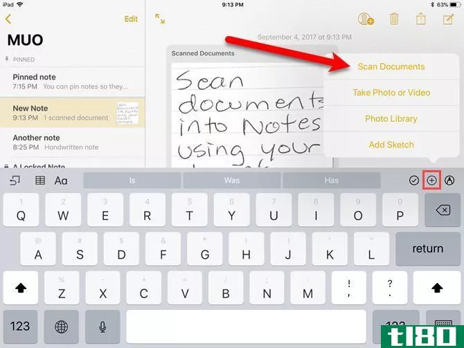scan documents into notes ios 11