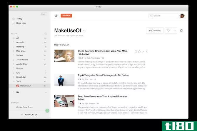 Mac RSS Readers Feedly for Mac 1