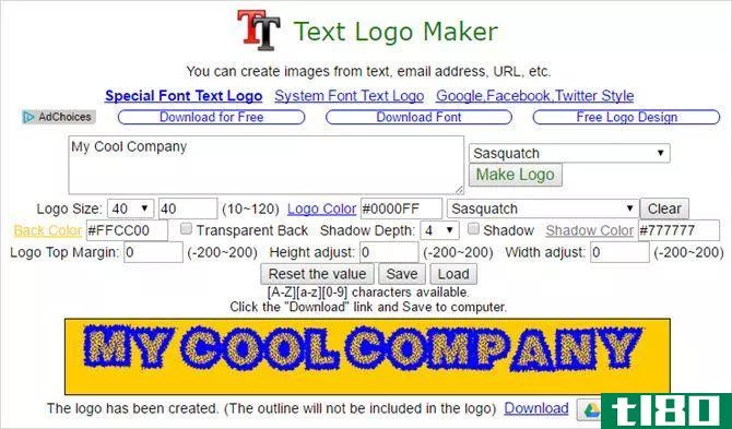 text logo maker chrome app