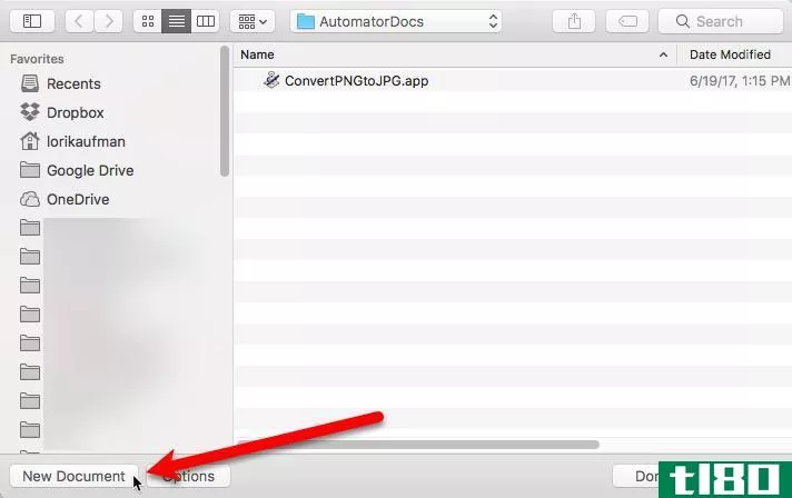 click new document automator mac