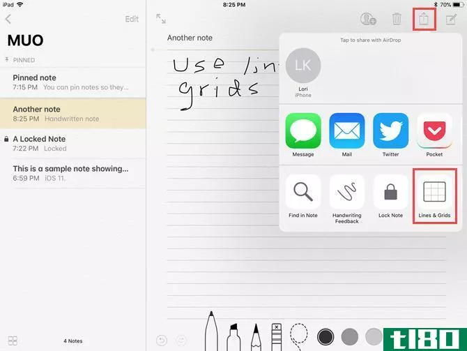 lines grids notes ios 11