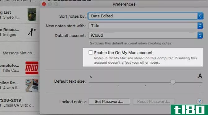 Keeping notes on your Mac with Enable the On My Mac account setting