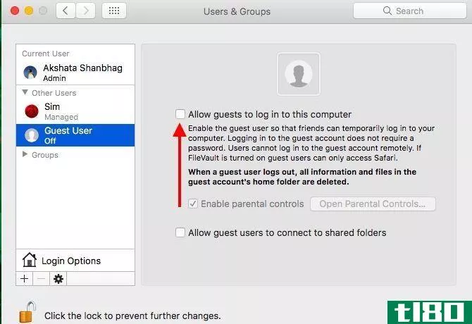 mac enable guest user