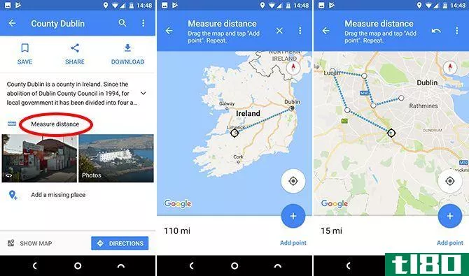 google maps android measure distance