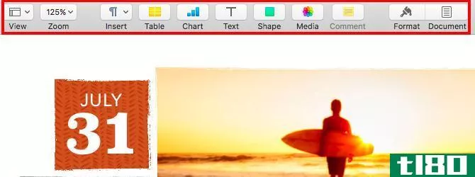 pages main toolbar