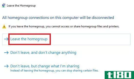 leave homegroup windows confirm