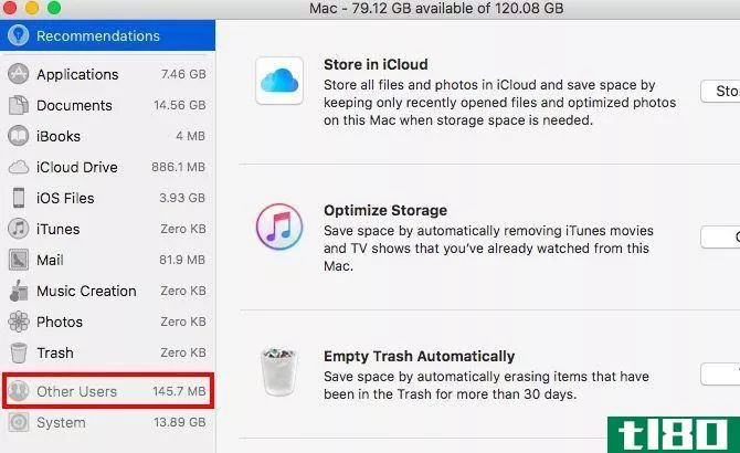 mac other users storage