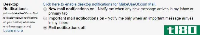 Enable or disable new or important mail desktop notificati*** for Gmail.