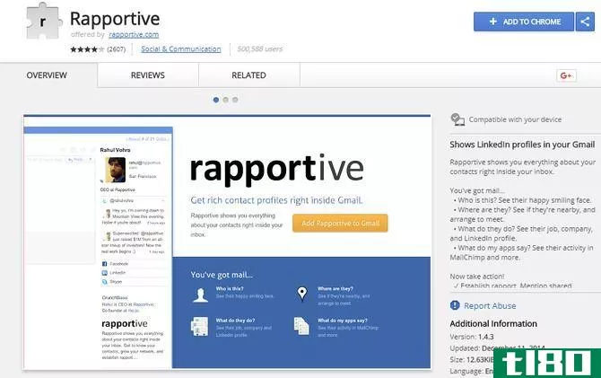 rapportive gmail extension