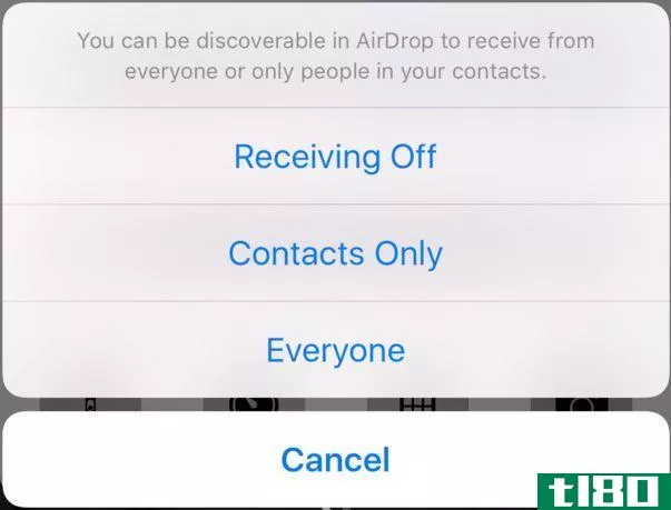 apple airdrop opti*** off contacts only everyone