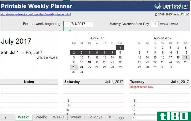 excel weekly planner vertex42