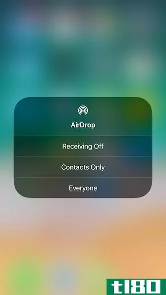 iOS 11 Control Center AirDrop Settings