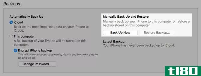 manually back up and restore iphone