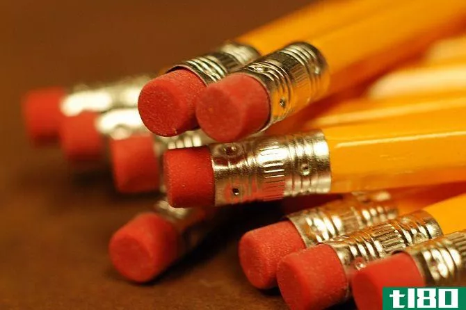 stack of pencils and erasers