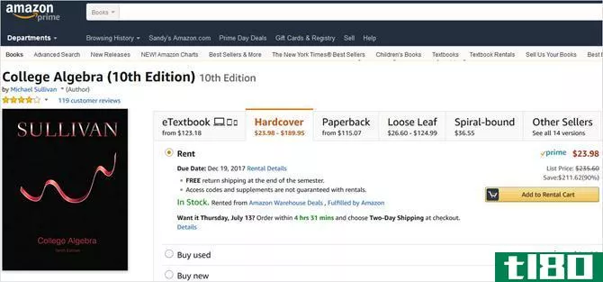 amazon textbook rentals