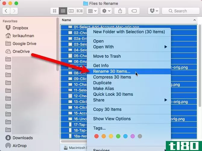 select rename x items finder mac
