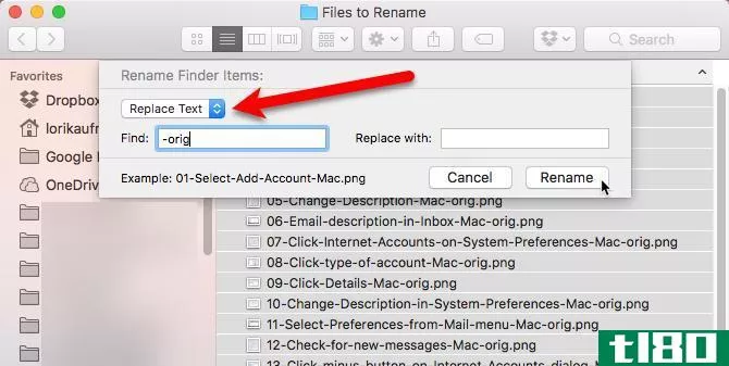 replace text finder mac