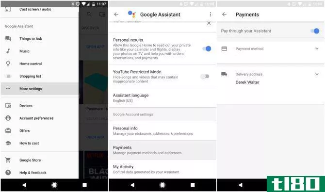 google assistant setup payment