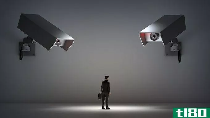 surveillance cameras spying on man