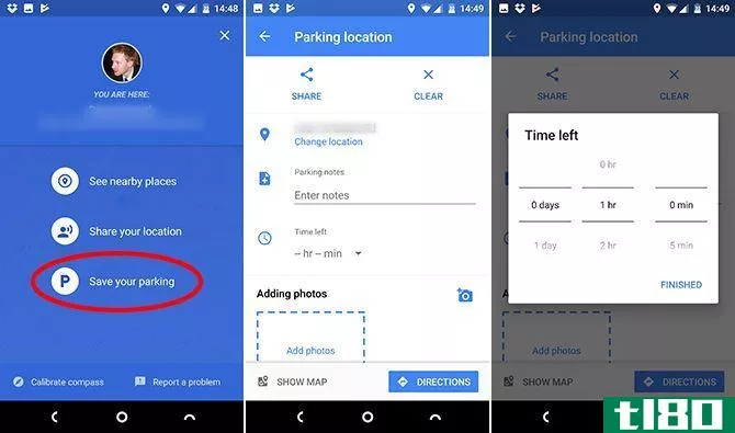 google maps android parking
