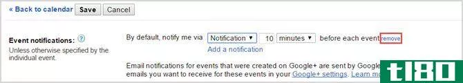 google calendar remove notification web