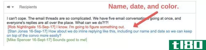 inline replying preface name email