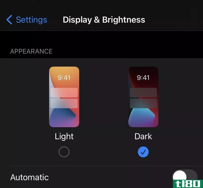 iPhone Dark Mode Settings