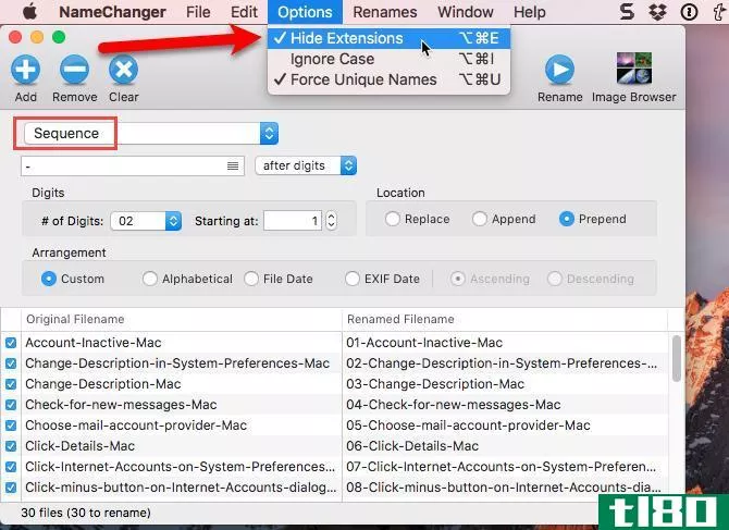 use sequence namechanger mac