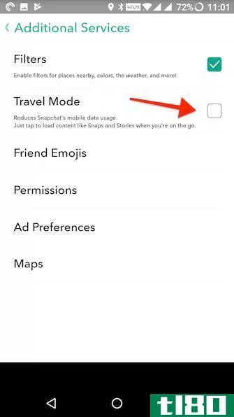 Snapchat travel mode