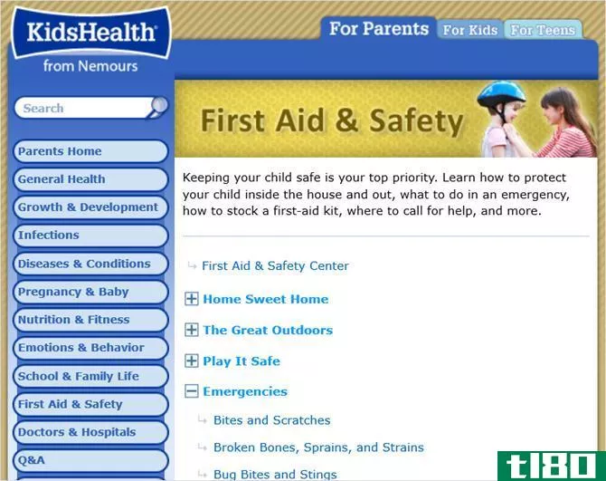 kidshealth first aid web