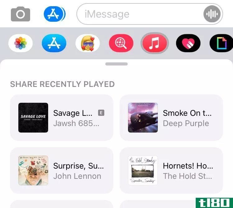 Apple Music iMessage app on iPhone