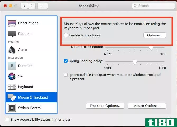 disable mouse keys mac
