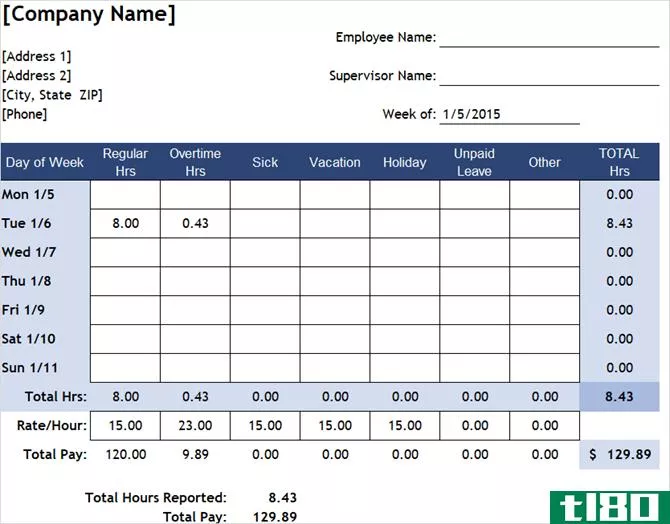 timesheet template track hours weekly excel unpaid leave