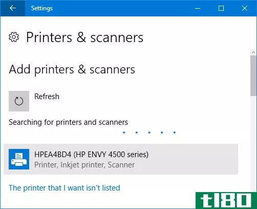 finding printer windows 10