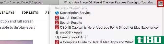 Recently Closed Tabs