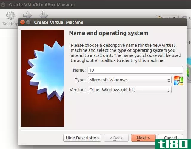 This is a screen capture of one of the best the Windows programs. It's called VirtualBox Create Virtual Machine