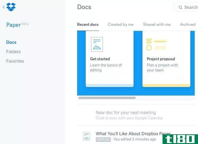 Dropbox Paper Docs Interface