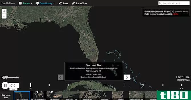 Visualize rising sea levels with Earthtime 