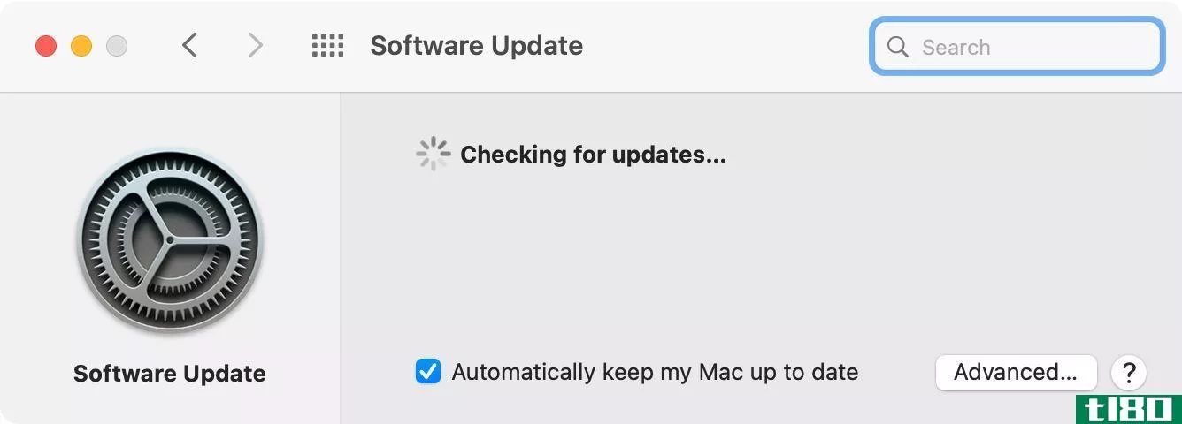 System Preferences checking for macOS software updates on Mac