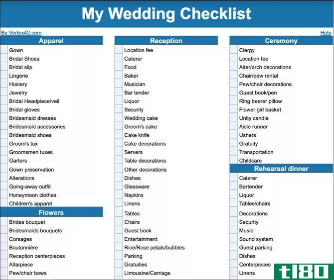 Google Docs Wedding Checklist Template