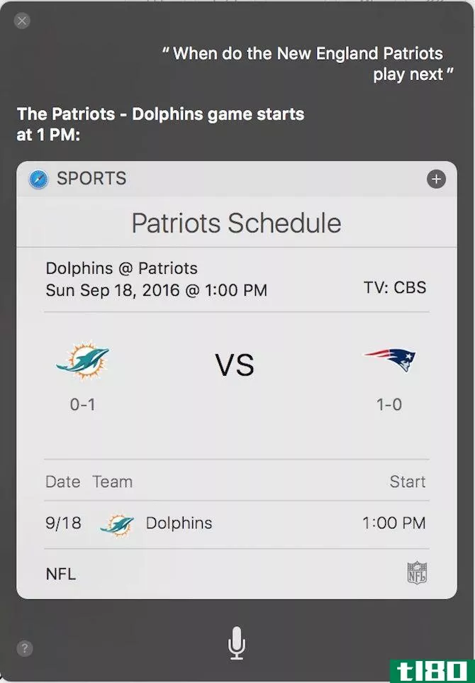 Sports Game Summary Siri on Mac