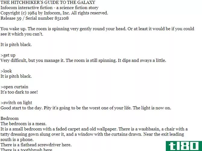 Play Douglas Adams' Hitchhiker's Guide to the Galaxy as an online text adventure