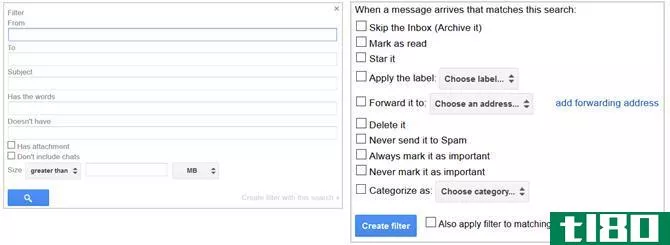 gmail settings create filter