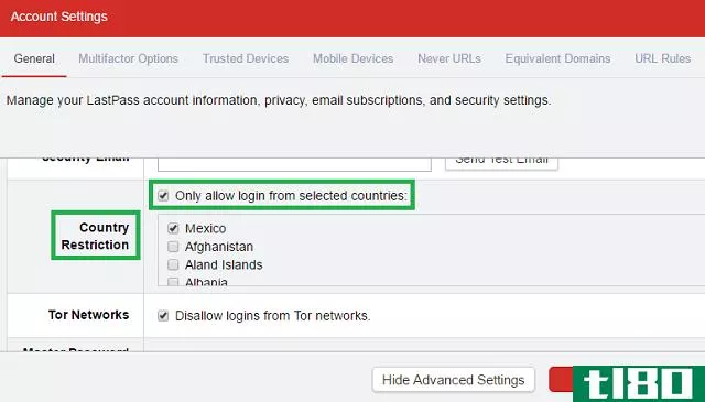 lastpass country restriction
