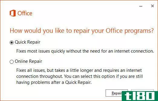 Office Quick Repair Prompt