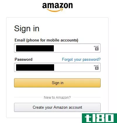 amazon password login box